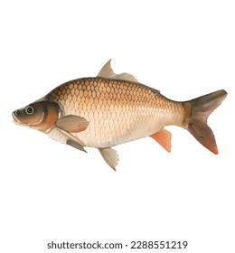 carp with style hand drawn digital painting illustration