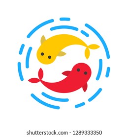 Carp vector, Chinese lunar new year flat style icon 