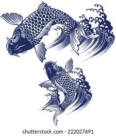 carp and wave