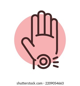 Carpal tunnel syndrome CTS сolor line icon. Pictogram for web page.