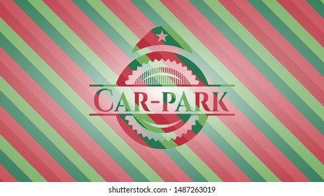 Car-park christmas style emblem. Vector Illustration. Detailed.