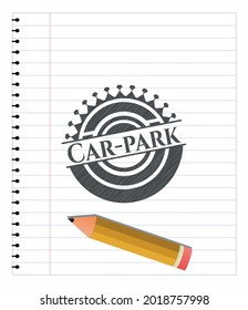 Car-park draw (pencil strokes). Vector Illustration. Detailed. 