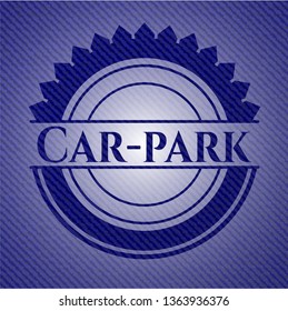 Car-park emblem with denim high quality background