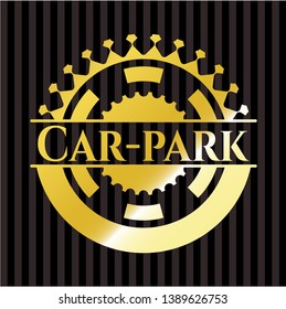 Car-park gold shiny emblem. Vector Illustration. Detailed. Car-park gold shiny emblem. Vector Illustration. Detailed.