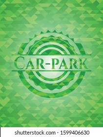 Car-park green emblem. Mosaic background. Vector Illustration. Detailed.
