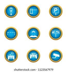 Carpark icons set. Flat set of 9 carpark vector icons for web isolated on white background