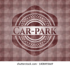 Car-park red geometric badge. Seamless.