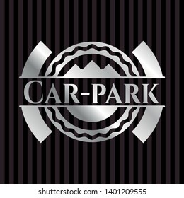 Car-park silver shiny badge. Vector Illustration. Mosaic.