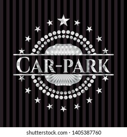Car-park silver shiny badge. Vector Illustration. Mosaic.