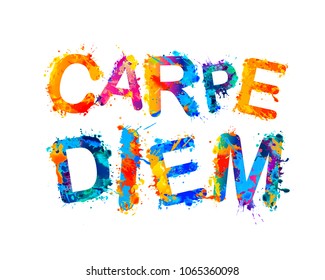 Carpe diem. latin phrase means Capture the moment. Inscription of splash paint vector letters