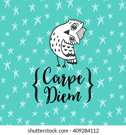 Carpe diem - latin phrase means Capture the moment.. Inspirational quote modern  illustration. Vector calligraphy art.