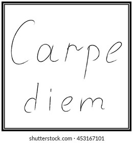 Carpe diem - latin phrase means Capture the moment. Inspirational quote expressive handwritten with brush, isolated on white background. Vector calligraphy art.