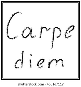 Carpe diem - latin phrase means Capture the moment. Inspirational quote expressive handwritten with brush, isolated on white background. Vector calligraphy art.