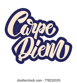 Carpe diem. Lettering in graffiti style phrase on white background. Design element for poster, card, banner, t shirt. Vector illustration