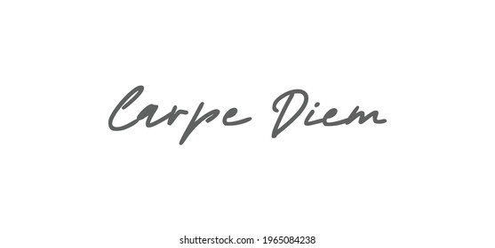 Carpe Diem lettering text, hand drawn typographic style phrase. Motivational quote handwritten design.