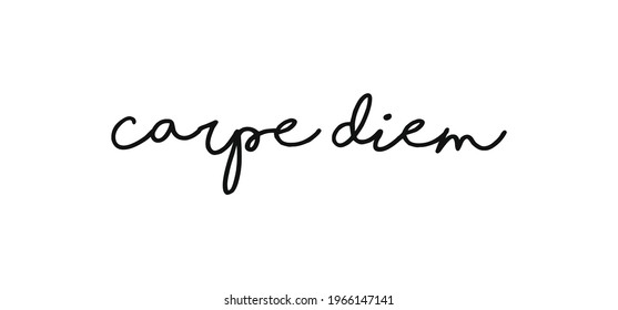 Texto de carpe diem, frase de estilo tipográfico dibujada a mano. Diseño manuscrito de citas motivacionales.