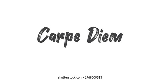 Carpe Diem lettering text, hand drawn typographic style phrase. Motivational quote handwritten design.