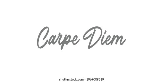 Carpe Diem lettering text, hand drawn typographic style phrase. Motivational quote handwritten design.