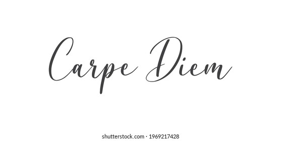 Texto de carpe diem, frase de estilo tipográfico dibujada a mano. Diseño manuscrito de citas motivacionales.