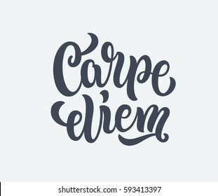 Carpe diem lettering text. Vector illustration.