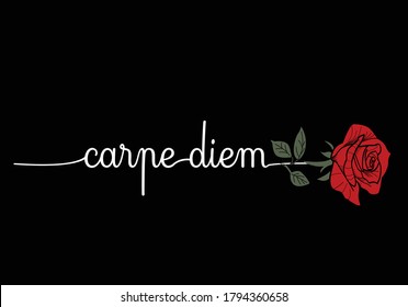 carpe diem red rose design positive optimist motivational quote design 