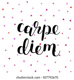 Carpe diem. Seize the day. Brush hand lettering vector illustration. Inspiring quote. Motivating modern calligraphy. Can be used for photo overlays, posters, prints, home decor, cards and more.