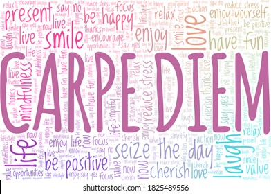 Carpe diem - seize the day vector illustration word cloud isolated on a white background.