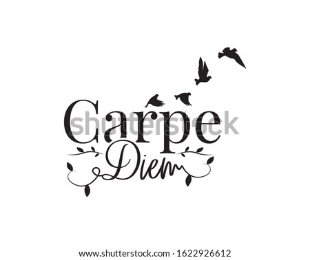 Carpe diem, Seize the day, vector. Wording design, lettering. Wall decals isolated on white background, wall artwork, wall art design. Motivational, inspirational life quote