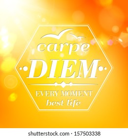 Carpe diem  - summer  orange typography.  Vector illustration