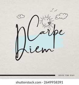 Carpe Diem Typography  - latin phrase design for posters, greeting cards, t shirts, tote bags. Seize the day. Vector.