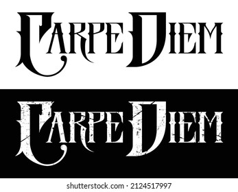Carpe Diem. Typography logo design emblem.  Digital hand lettering logo illustration set