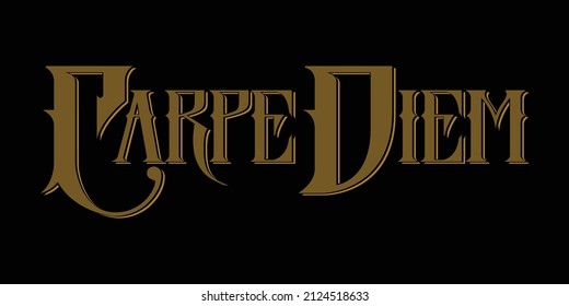 Carpe Diem. Typography logo design emblem.  Digital hand lettering logo illustration.