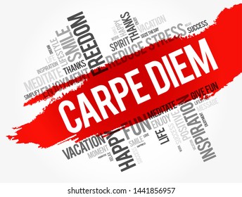 Carpe Diem word cloud collage, concept background