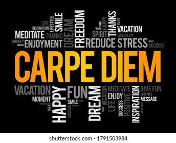 Carpe Diem word cloud collage, concept background