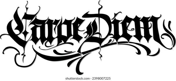 carpediem illustration logo in gothic letters