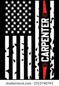 Carpenter American flag vector art design, eps file. design file for t-shirt. SVG, EPS cuttable design file
