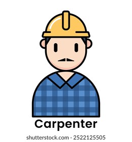 Carpenter avatar character cartoon design style,