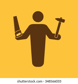 The carpenter avatar icon. Builder and handyman, craftsman symbol. Flat Vector illustration