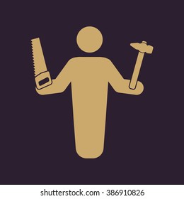 The carpenter avatar icon. Builder and handyman, craftsman symbol. Flat Vector illustration