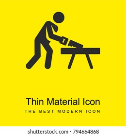 Carpenter bright yellow material minimal icon or logo design