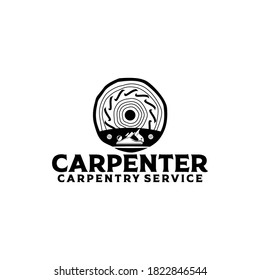 Carpenter Carpentry Service Sawmill Logo Template Vector