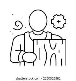 carpenter carpeting line icon vector. carpenter carpeting sign. isolated contour symbol black illustration