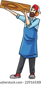 Carpenter Cartoon Colored Clipart Illustration