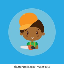 Carpenter cartoon illustrator vector design.