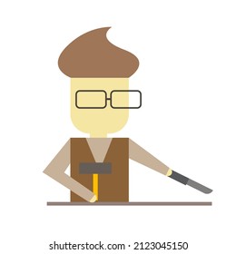 Carpenter character. Modern cartoon character in flat style. Vector illustration. Simple cartoon icon