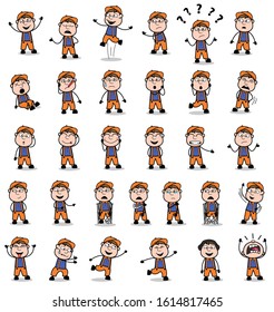 Carpenter Character with Various Poses - Set of Concepts Vector illustrations