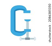 Carpenter clamp icon. Flat illustration of Carpenter clamp vector icon