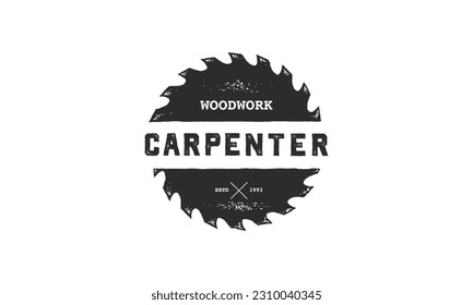 Carpenter Design Element in Vintage Style for Logotype, Label, Badge, T-shirts and other design. Carpentry Retro vector illustration.
