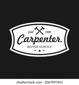 
Carpenter design elements in vintage style for logos, labels, emblems, badges, t-shirts. Retro carpentry vector illustration.