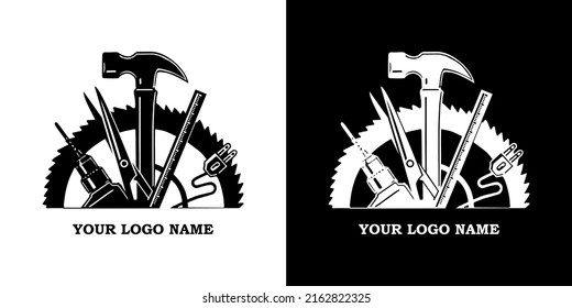 the carpenter equipment vector logo